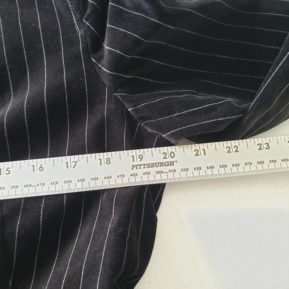 Y2K J.Crew Blazer Womens Medium Black Pinstripe Velvet Wednesday Addams Goth - Picture 6 of 10